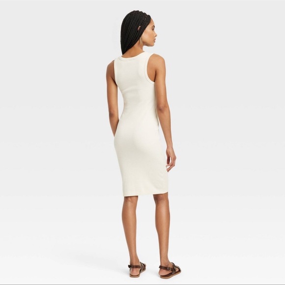 NWOT Ribbed Cream Bodycon Dress - Picture 8 of 8